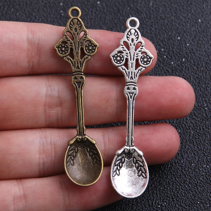 Очаровательная ложка из античной бронзы/серебра 4 шт. 15*62 мм для изготовления