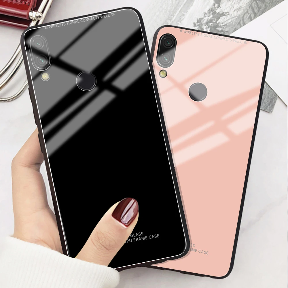 Чехол из закаленного стекла для Xiaomi Redmi 7 7A Note Pro K20 6 5 однотонный стеклянный чехол