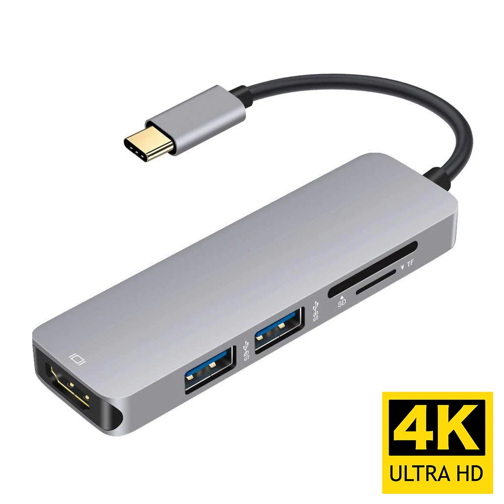 USBC כדי HDMI-תואם USB 3.0 USB2.0 SD TF כרטיס חריץ 4K 30Hz 1080P HDTV תצוגה וידאו פלט סוג C רכזת מתאם עבור MacBook