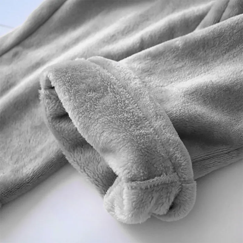 New Sleep Bottom Women Winter Solid/Dots Print Pajama Pants Flannel Casual Soft Warm Daily Homewear Plus Velvet Couples