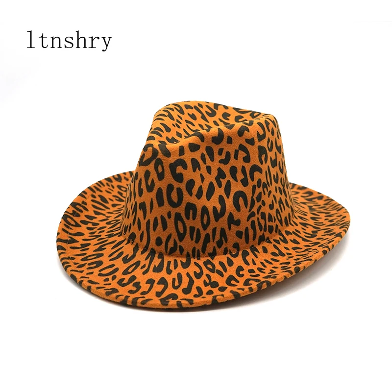 Шляпа-трилби для мужчин и женщин фетровая шляпа с широкими полями леопардовым