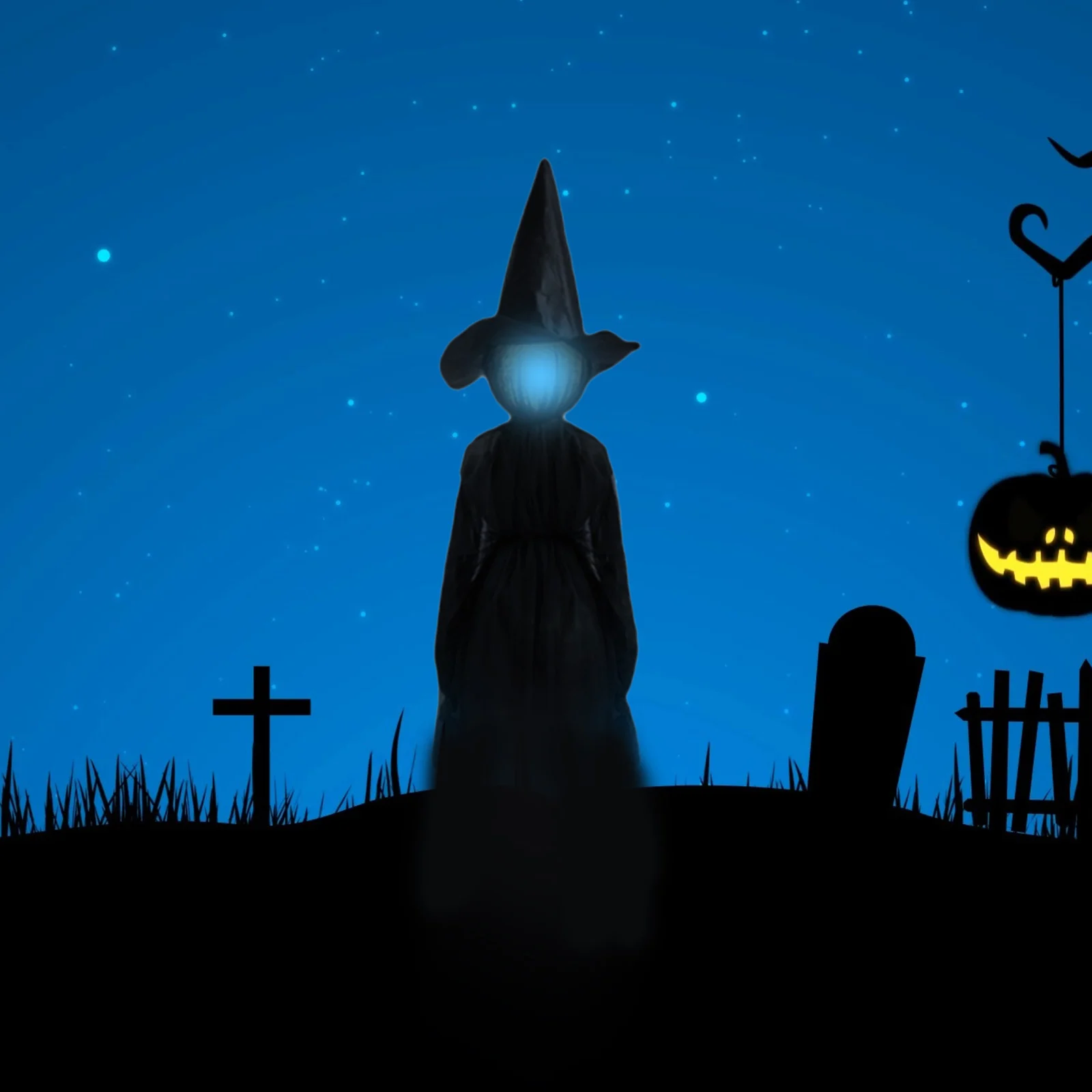

Halloween Witch Battery Operated Random Gradient of Three Colors 4.9ft LED Light Up Party Decoration, Scary Decor