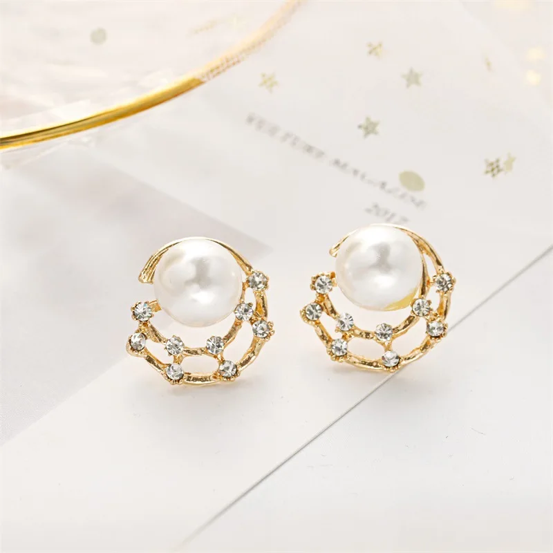 12 пар Стразы Полные звезды имитация жемчуга луна серьги гвоздики для женщин