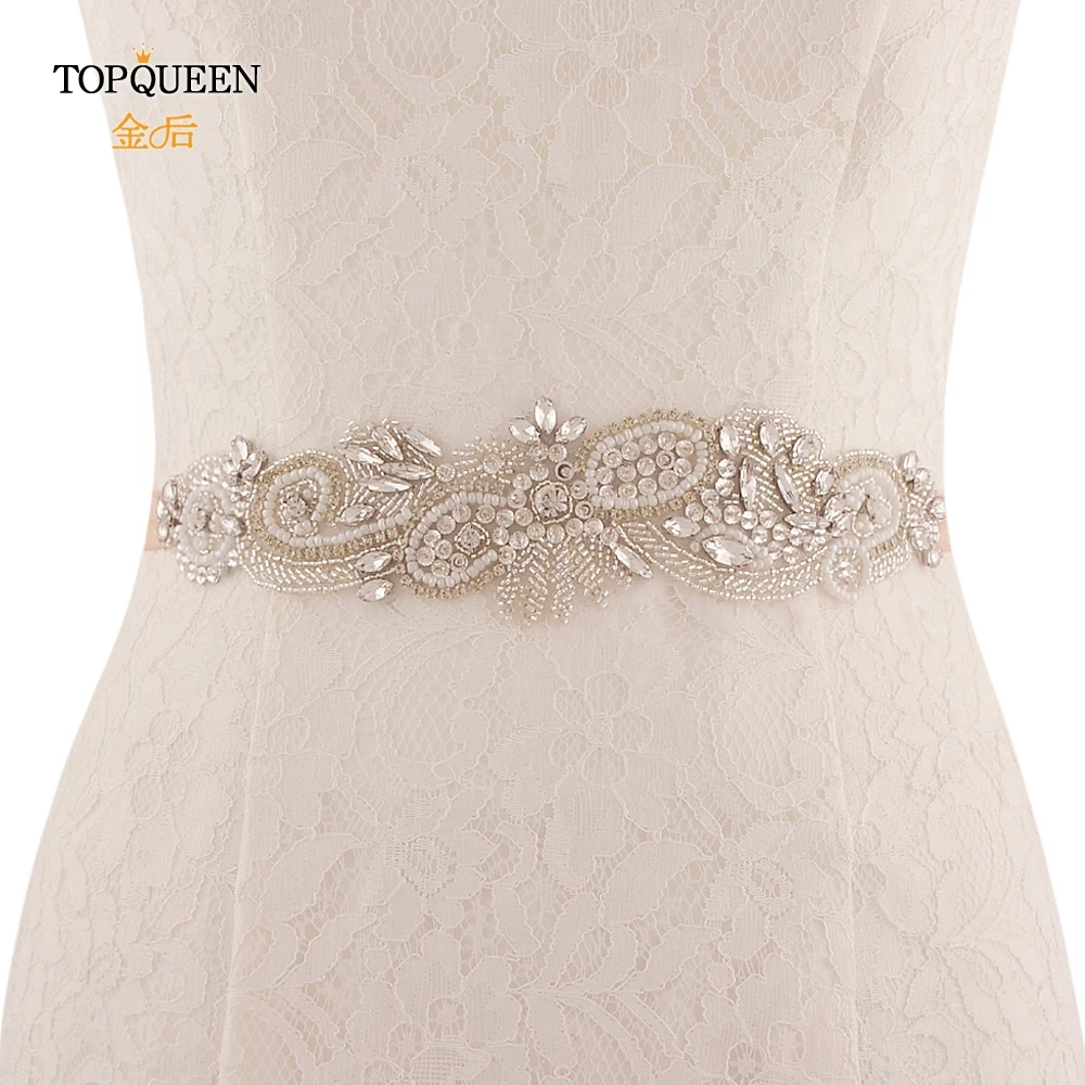 TOPQUEEN SJD-S280 Элегантные Кристаллы Стразы свадебные аксессуары свадебные пояса свадебные ленты Пояски Свадебный эластичный пояс