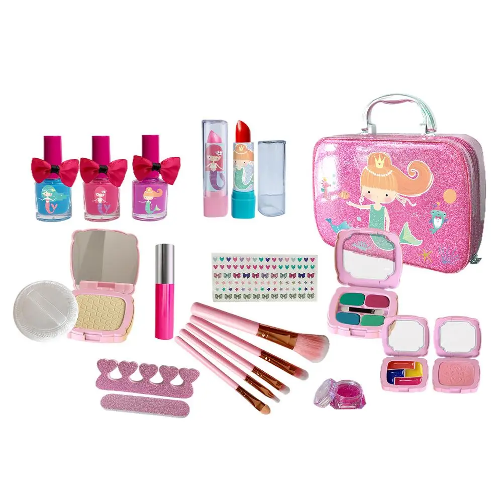 

24 PCS Cosmetic Beauty Toys Washable Makeup Toy Set Real Cosmetic Toy With Bag For 3 4 5 6 Year Old Girls Fit Role Play Game