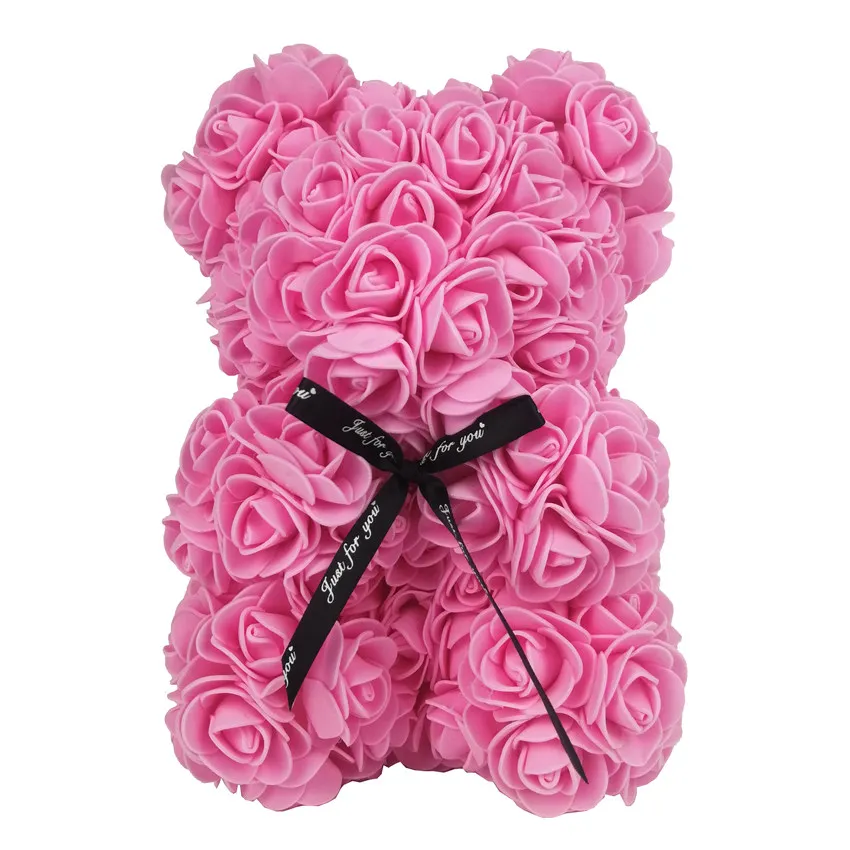 

25/38cm Cartoon Rose Bear Artificial Flowers PE Rose Flower Bear Christmas Gifts for Women Valentine's Day Gift Puppy Toys