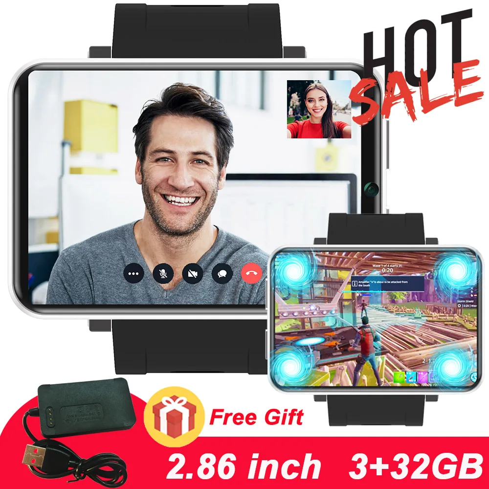 LEMT 2,86 дюймов Смарт-часы 3 ГБ+ 32 ГБ Android 7,1 4G gps WiFi умные часы мужские умные часы с камерой 2700 мАч батарея