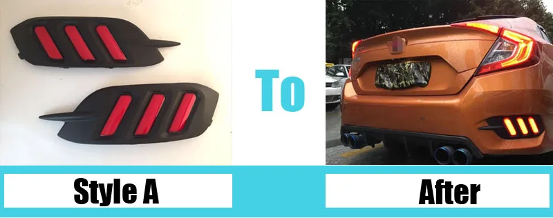 12V авто светодиодный DRL Габаритные огни Задний бампер стоп светильник хвост светильник противотуманная фара для Honda Civic 10th