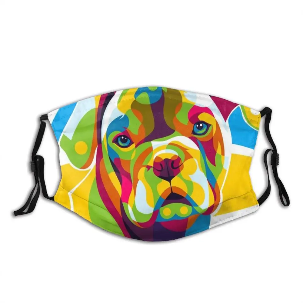 Bulldog портретная поп-арт забавная крутая Тканевая маска щенок питбуль-терьера Pitbull