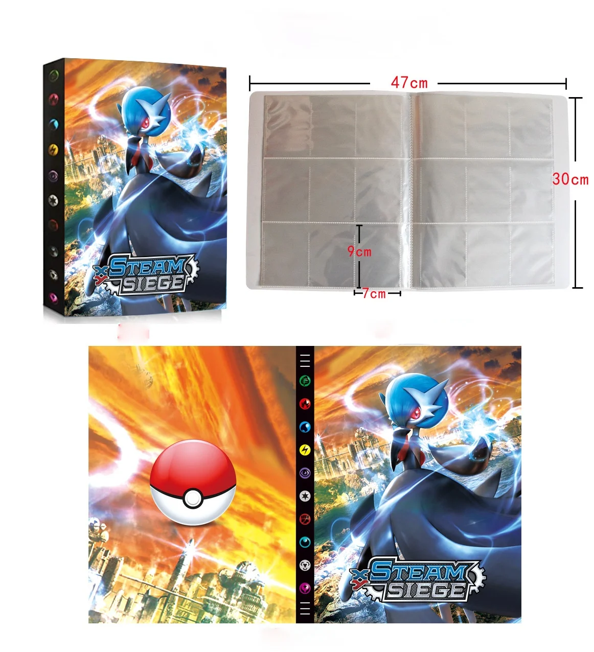 

New Collection 240Pcs Action Figure Model Toy Pokemon Pikachu Card Anime Album 9 Compartments Large Book Toys for Children Gift