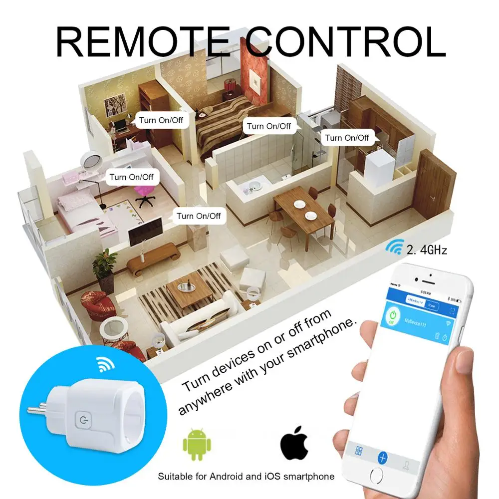 WiFi Smart Plug EU US UK адаптер беспроводной пульт дистанционного управления голосовым