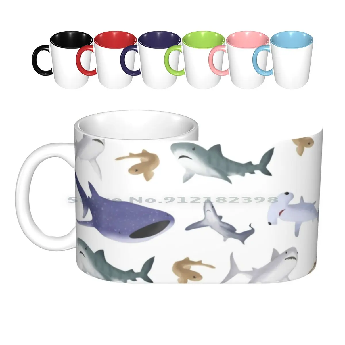 

Sharks Ceramic Mugs Coffee Cups Milk Tea Mug Shark Sharks Ocean Wildlife Whale Shark Whale Sharks Dogfish Tiger Shark Great