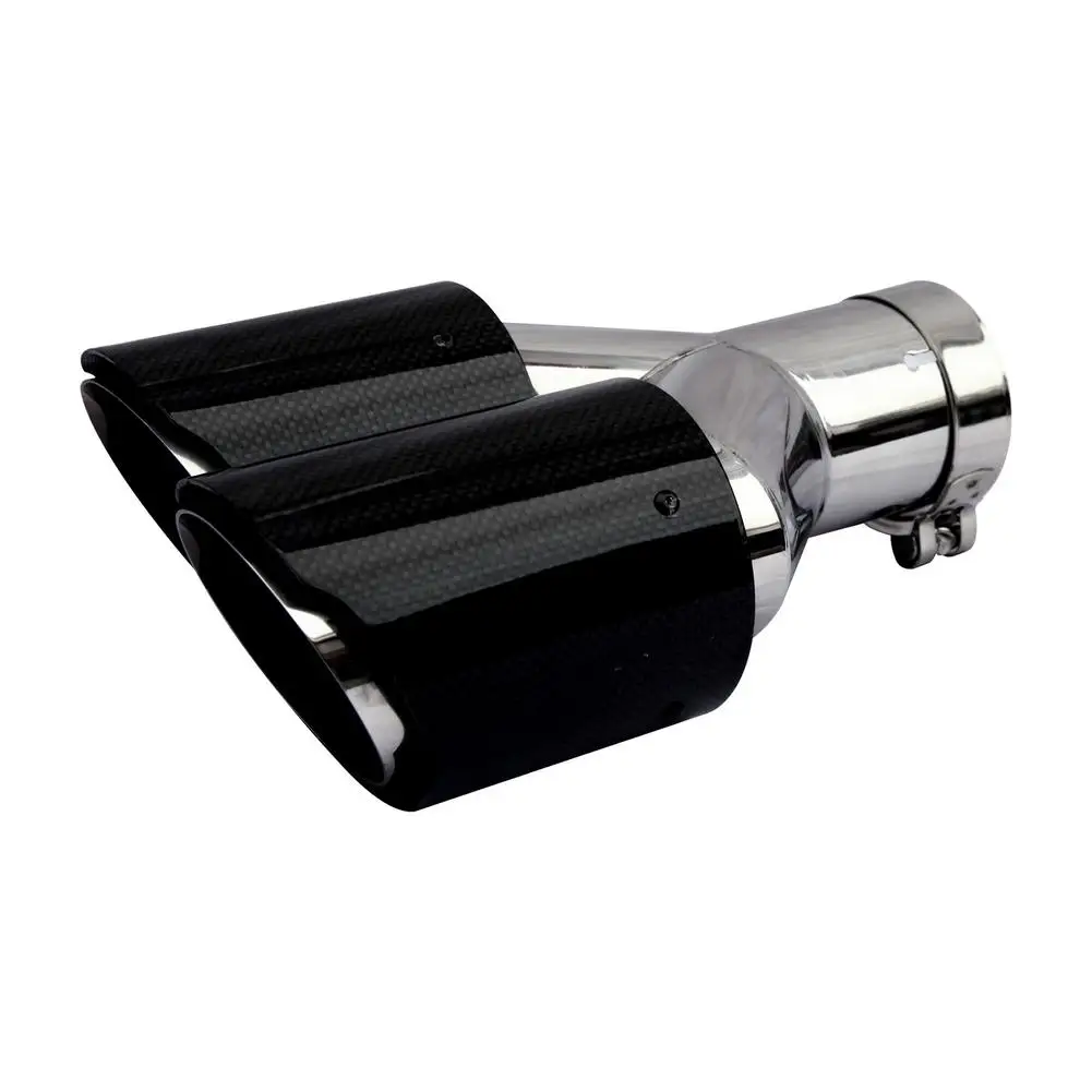 

2.5 to 3 Dual Exhaust Tip Corrosion Resistant Car Exhaust Tailpipe Carbon Fiber Double Row Tail Throat Stainless Steel Tail Thro