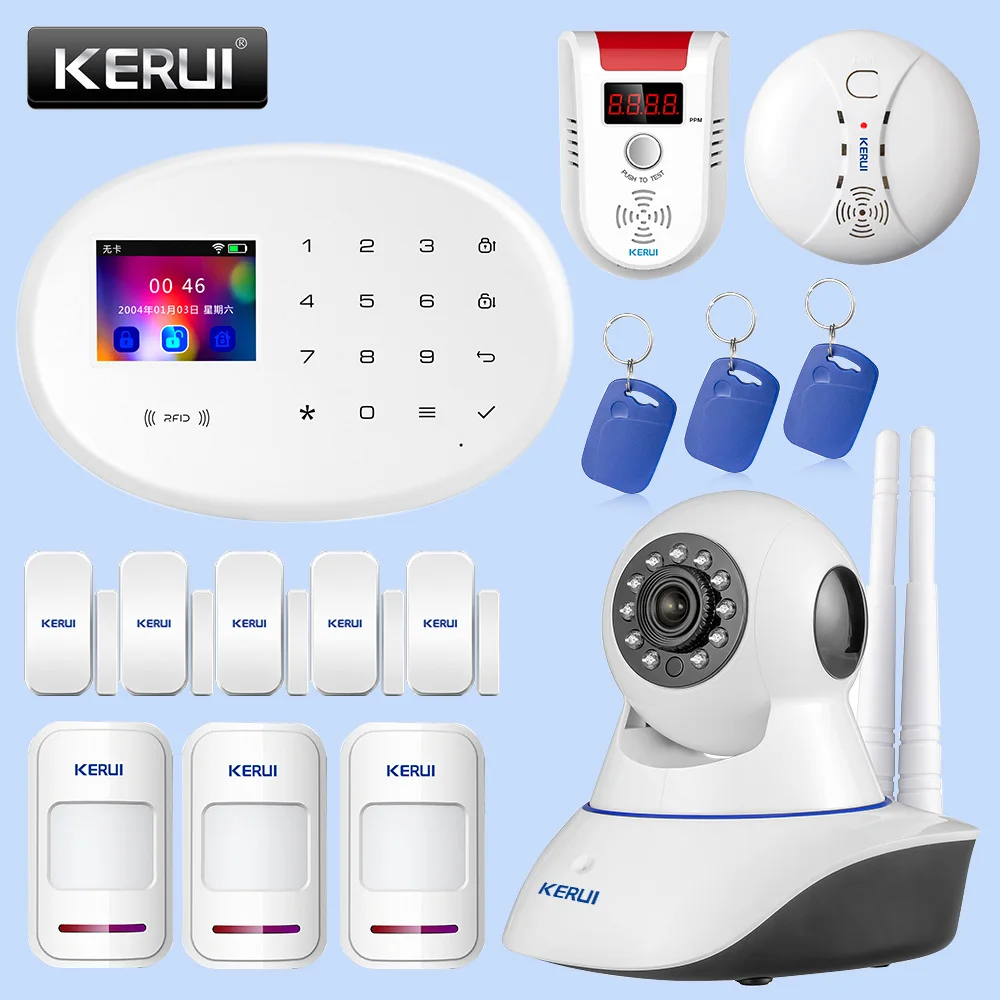 KERUI наружная Солнечная вспышка WIFI камера GSM охранная сигнализация комплект