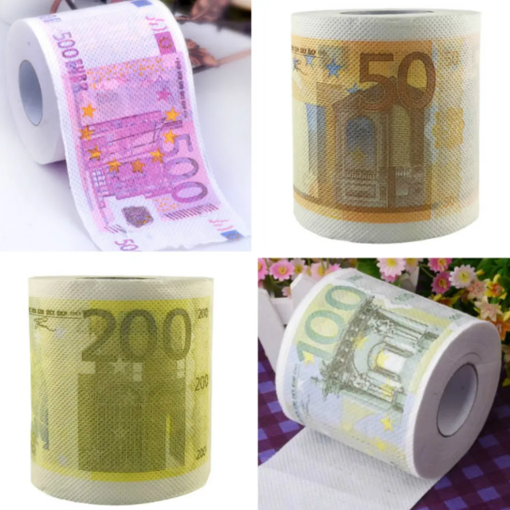 

1roll 30m 500 Euro Design Printed Paper Toilet Tissues Roll Wholesale for Party Supply