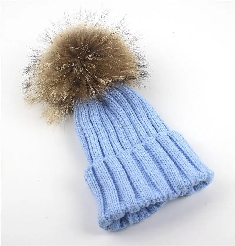 Kids Cotton Hats Baby Real Fur Pom Photo Props Newborn Children's Hat Boy Accessories Toddler Girl Cap Bonnet | Детская одежда и