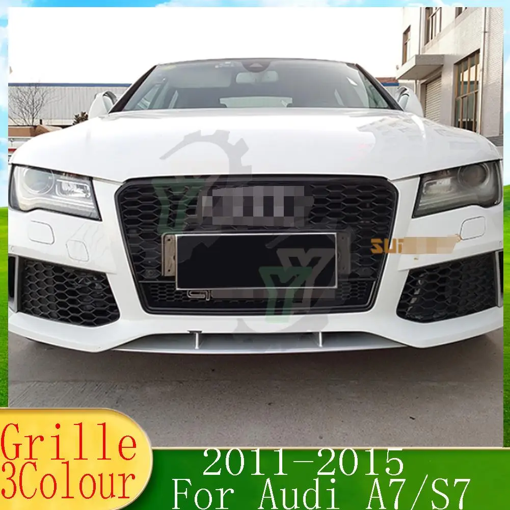 

For RS7 Style Car Front Bumper Grille For Audi A7/S7 2011 2012 2013 2014 2015 Car Accessories Hex Mesh Honeycomb racing grill