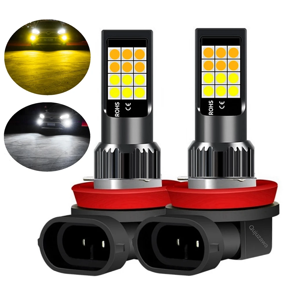 

2Pcs Dual Colors H11 H8 9006 HB4 881 H27 High Quality 3030 LED Auto Fog Lamp Car Anti Fog Light Bulb Foglamps Yellow White