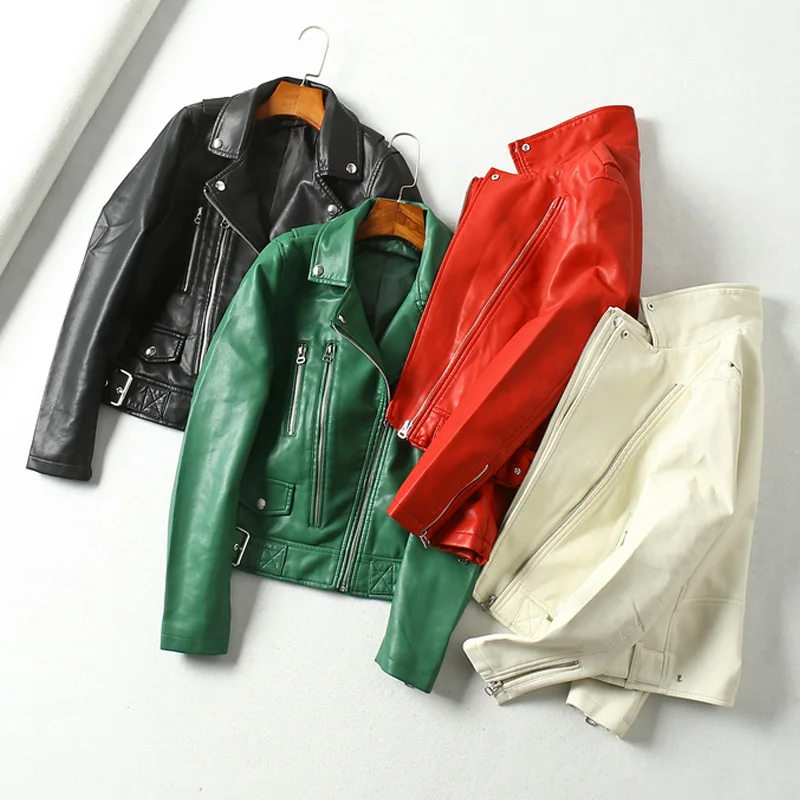 Новинка 2020 женские осенние черные Базовые Куртки из искусственной кожи с