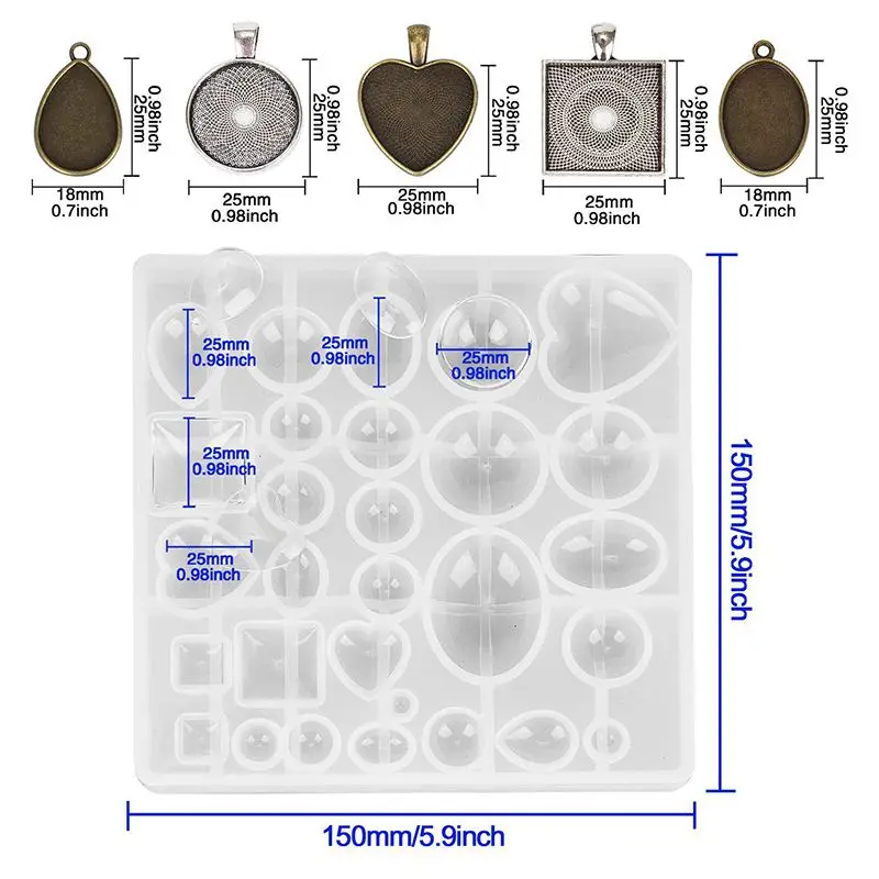 

31pcs Silicone Casting Molds Stick Dropper Clasp DIY Jewelry Craft Making Tools Set Earring Pendant UV Epoxy Resin Mould