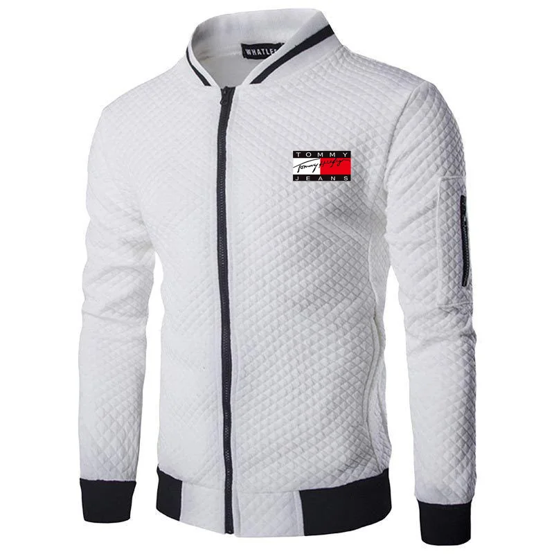 Мужская Легкая ветрозащитная куртка на молнии с воротником стойкой однотонная