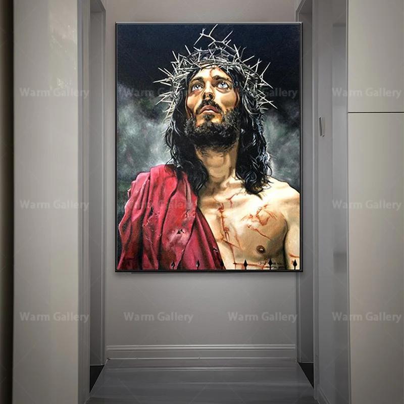 Классический абстрактный портрет Иисуса холст живопись плакаты печатные