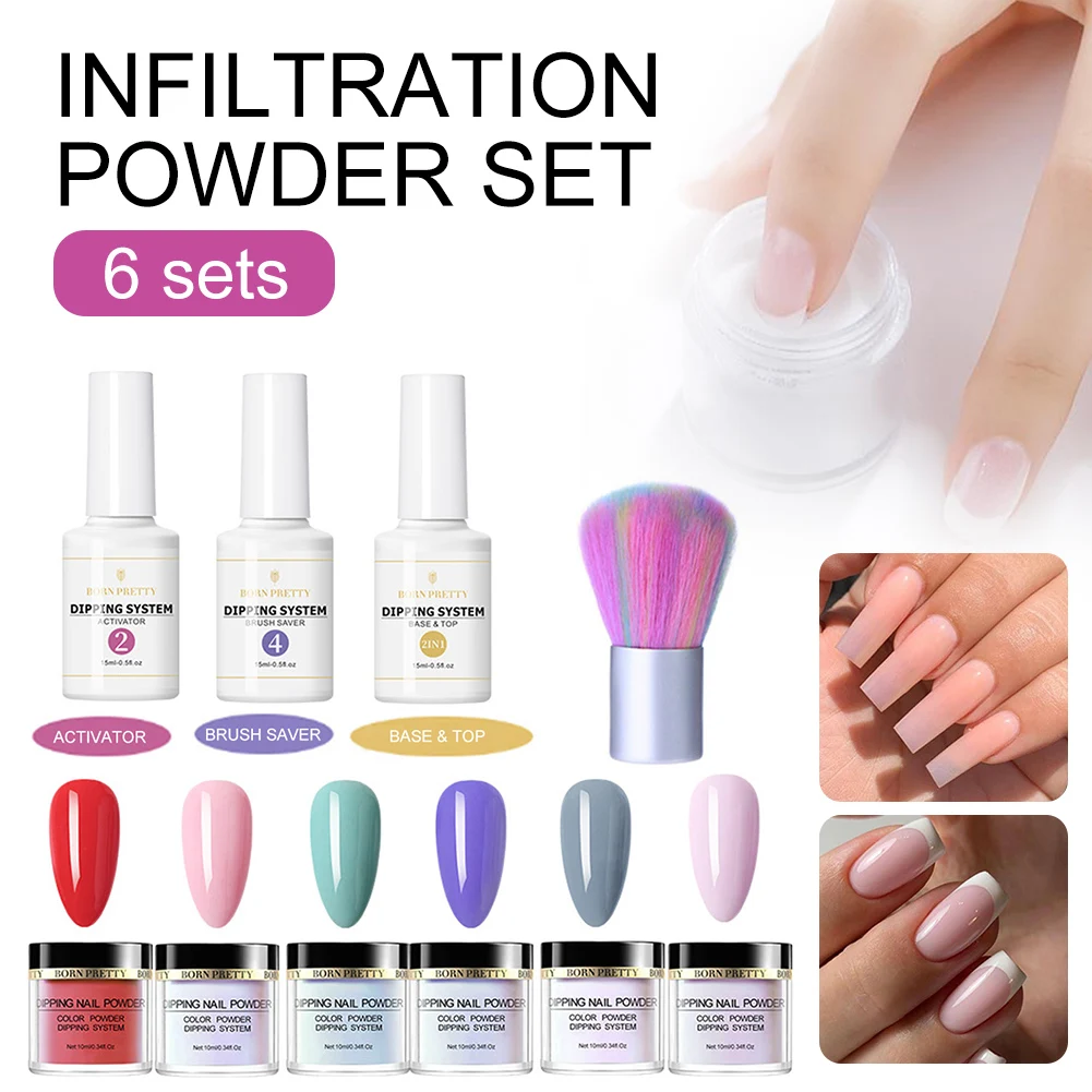 

Nail Dipping Powder Set Dip Powder Nail Art Set Waterproof Non-peelable Natural Dry Dipping System Kit No Lamp Cure Home Salon