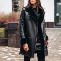 women winter jacket black cool punk pu leather jackets fake fur coat zipper gothic outwear veste femme chaquetas down coats tops
