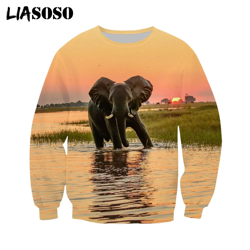 

LIASOSO NEW 3D Print Animal Elephant Hoodie Men Women Autumn Winter Casual Hip Hop Long Sleeve Sweatshirt Harajuku Pullover Tops