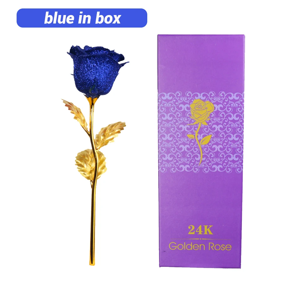 1pc blue in box Романтический Красочный светодиодный сказочный розовый искусственный Галактический цветок розы для подруги, подарок на день Святого Валентина, свадебный Декор для дома - Цвет: 1pc blue in box