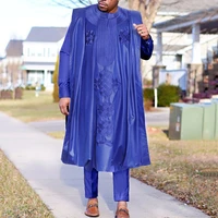 hd african men agbada embroidery dashiki plus size boubou shirt pants suit 3 piece set mens clothes party meeting formal attire