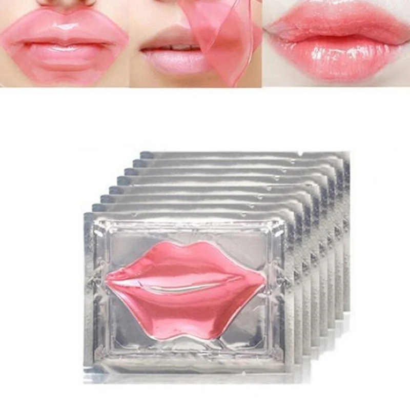 

10Pcs Beauty Super Lip Plumper Pink Crystal Collagen Lip Mask Patches Moisture Essence Wrinkle Ance korean Cosmetics Skin Care