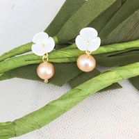 fashion natural shell personalized aesthetic temperament small fresh clover flower pearl earrings 2019 summer style for girls gi