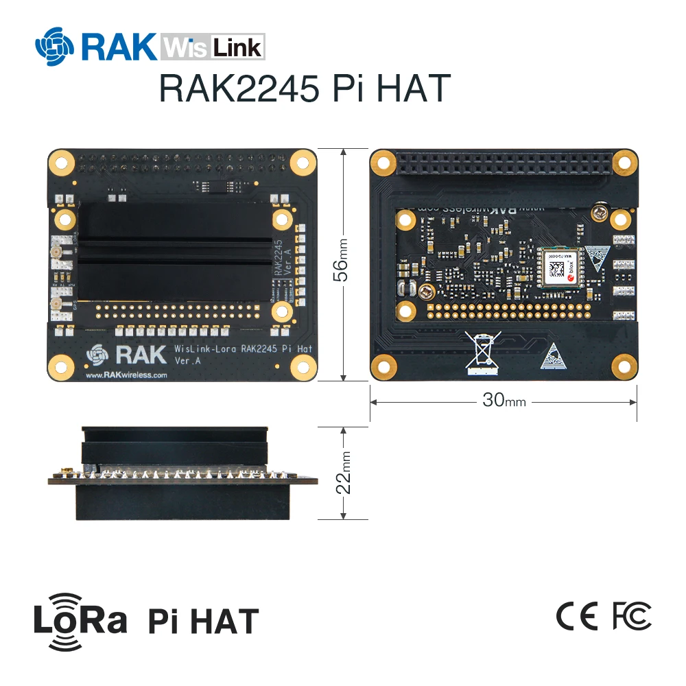 Модуль концентратора шлюза LoRaWAN RAK2245 WisLink Raspberry Pi HAT Edition основанный на SX1301 включает