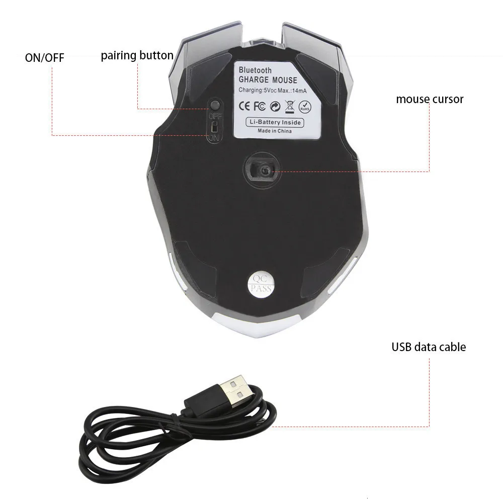 Эргономичная Bluetooth мышь перезаряжаемая BT 3 0 Беспроводная игровая 1600DPI