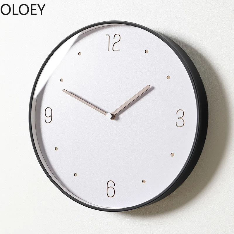 Роскошные белые настенные часы металлические простые для гостиной бесшумные