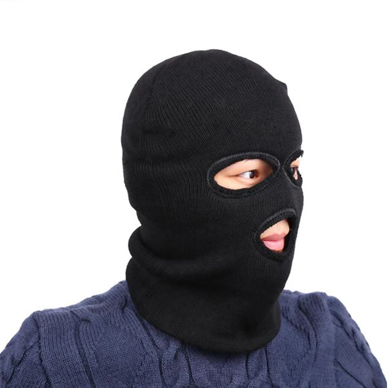 

Women Men 3-Hole Knitted Full Face Cover Ski Winter Warm Cycling Neon Solid Color Balaclava Mask Hat Halloween Party Cosplay Cap