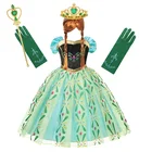Платье Анны для девочек, косплей, Снежная королева, костюм принцессы, детская одежда на Хэллоуин, детский день рождения, карнавал, маскарадная вечеринка, маскировка