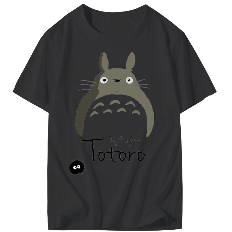 t-shirt men Singing Men's T-Shirt Neighbor Totoro in the Rain Top Japanese Anime Teen Black Clothing Cotton | Мужская одежда
