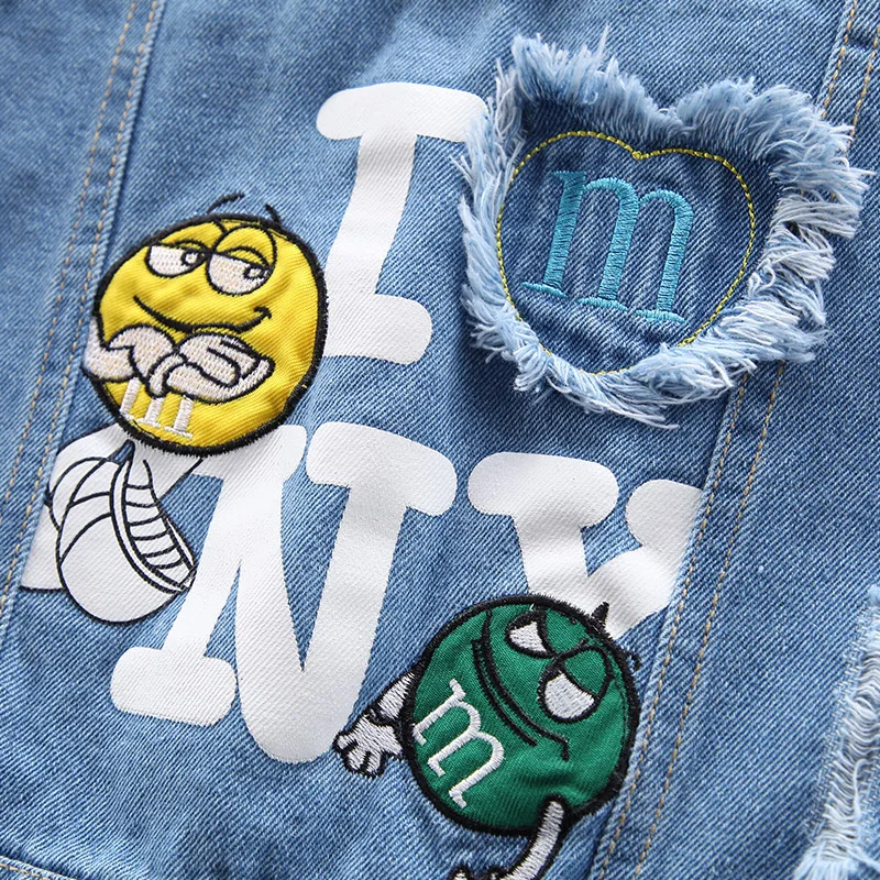 Kid Boys Jeans Coats Cartoon M Printed Denim Jackets Blue 2 3 4 5 6 7 8 Years Baby Girls Children Clothing Toddler Autumn Spring images - 6