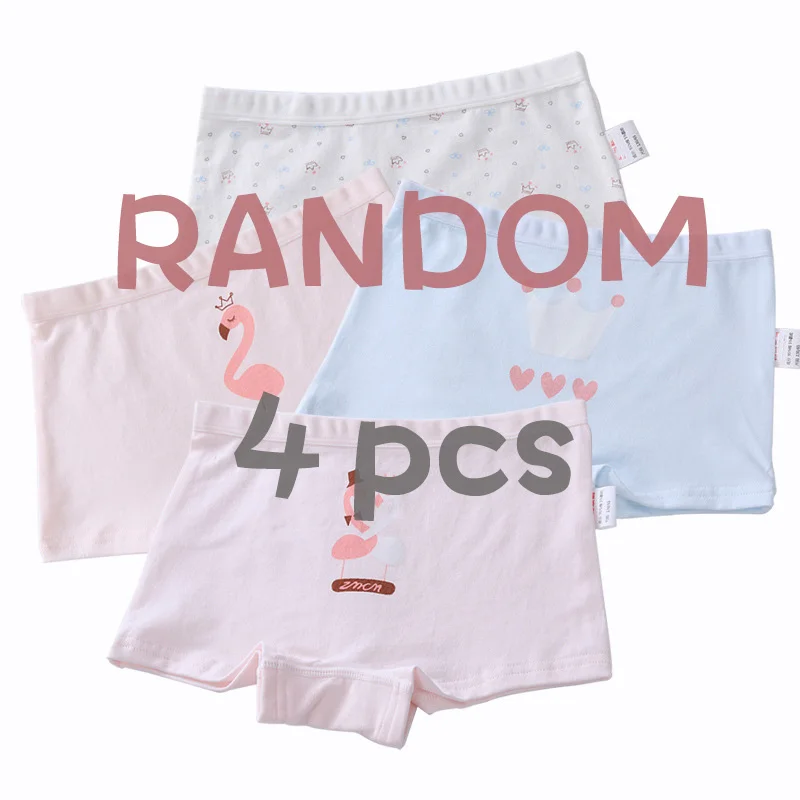 Random colors 4PCS New 4pc/lot Girls Cartoon Underpants Young Girl Boxer Briefs Comfortable Cotton Panties Kids Underwear Baby Girls Clothes - Цвет: Random colors 4PCS