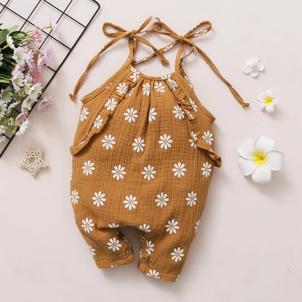 Одежда для новорожденных с цветочным узором и рюшами маленьких девочек