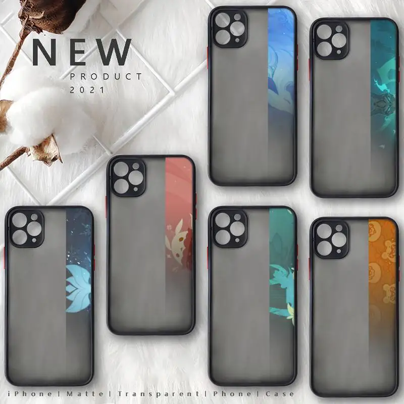 

Genshin Impact Hu Tao Raiden Shogun Phone Case Black Color Matte Transparent For iPhone 13 12 11 Mini Pro X XR XS Max 7 8 Plus