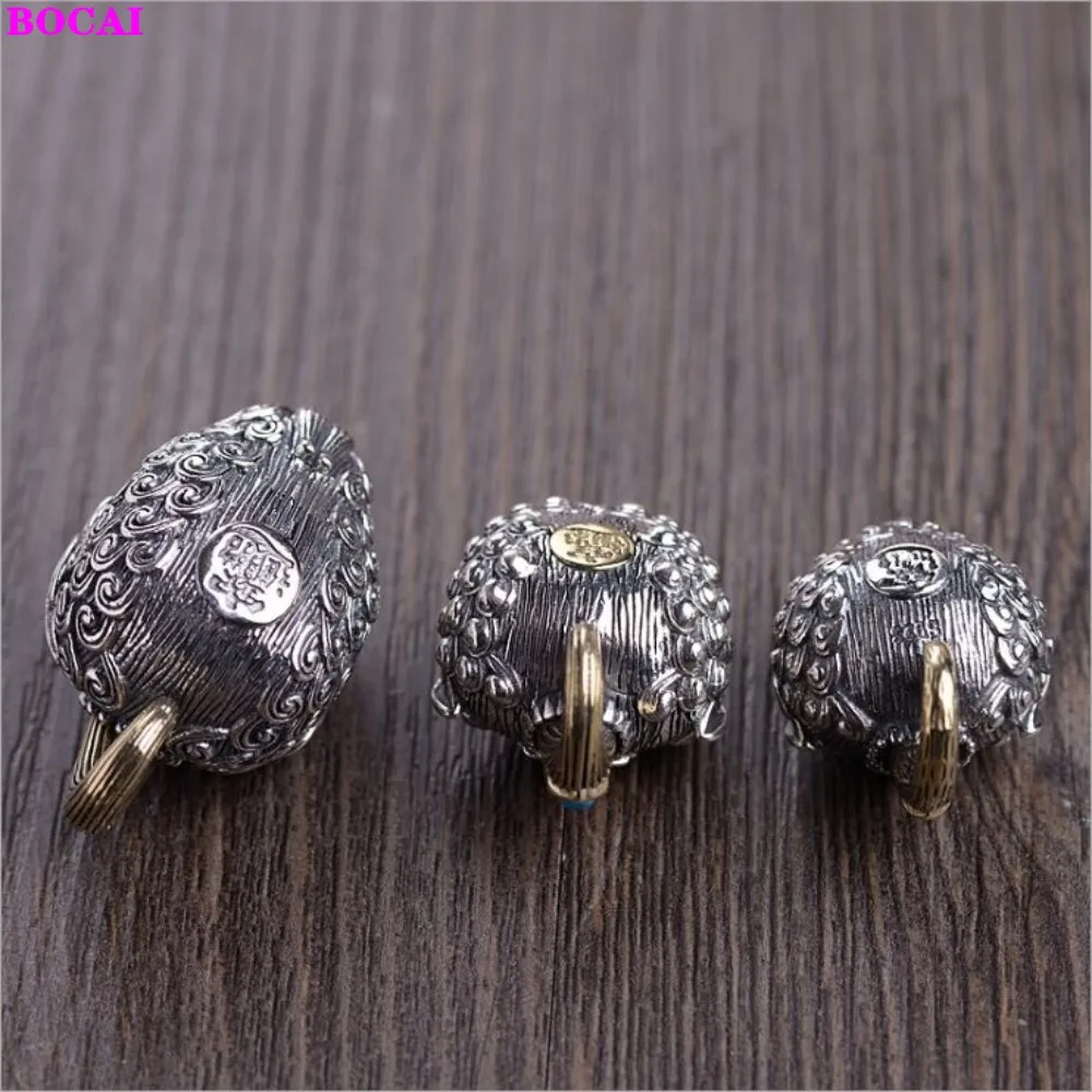 BOCAI S925 Sterling Silver Pendant Retro Craft Men's Fashion Enamel Bell Thai Handmade Jewelry for Men and Women | Украшения и