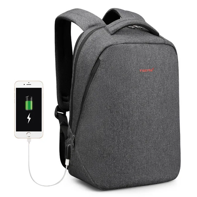 Tigernu Марка городского туристического рюкзака для мужчин Light Backbag женские рюкзаки 1" 15" Рюкзак для ноутбука школьный рюкзак для девочек-подростков мальчиков - Цвет: USB Black grey