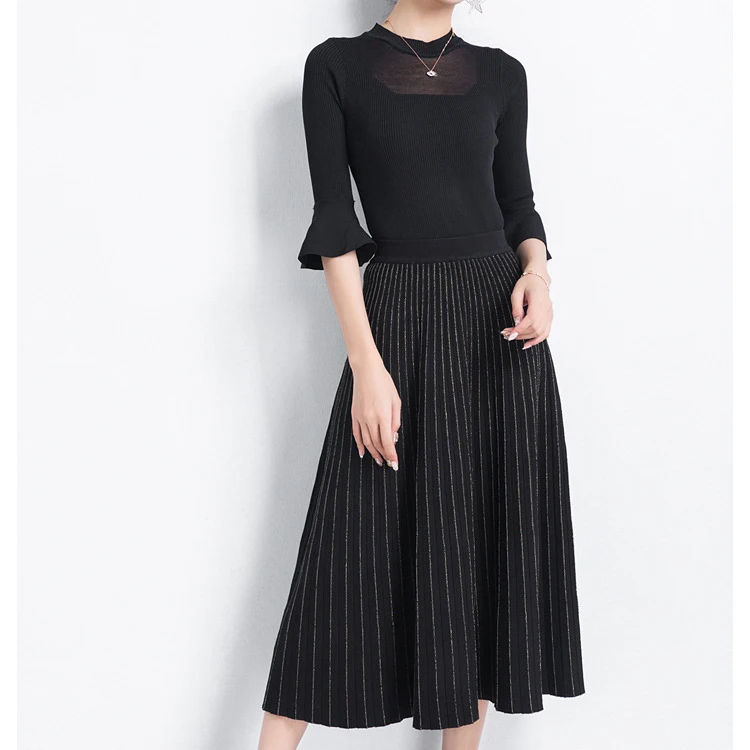 Женская трикотажная длинная юбка Sherhure коричневая теплая трапециевидная с