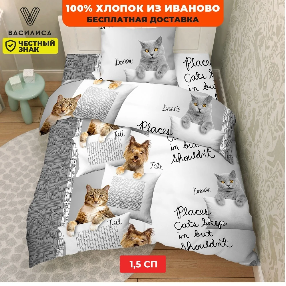 Постельное белье Феликс и Бонни бязь Василек | Дом сад