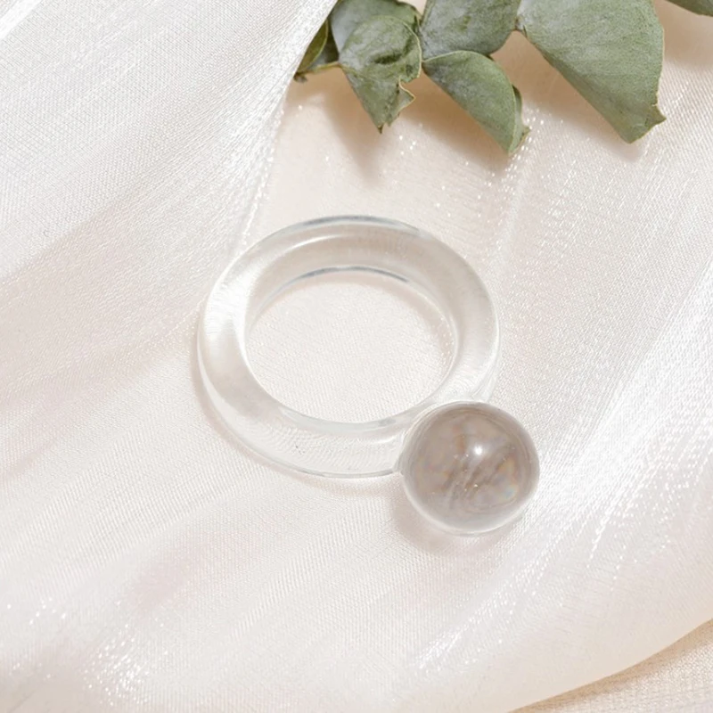 

Spherical Korean Vintage Transparent Ring For Women Girls Resin Fashion Charm