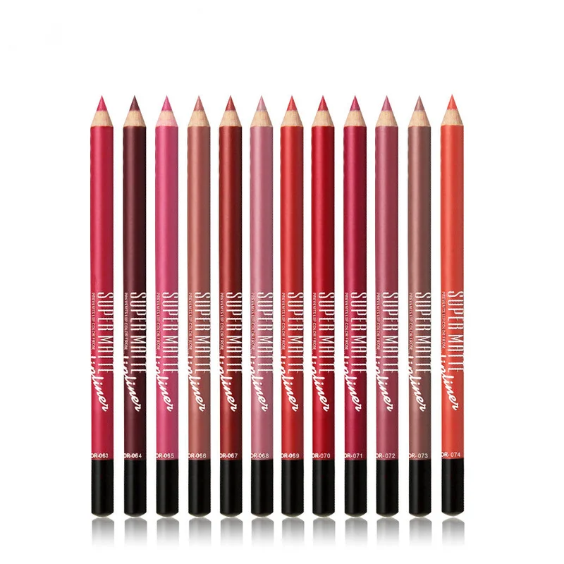 

12 Colors Matte Lip Line Pencil Lip Care Waterproof Ointment Double Head Available Create Delicate Lip Makeup Easy To Unload