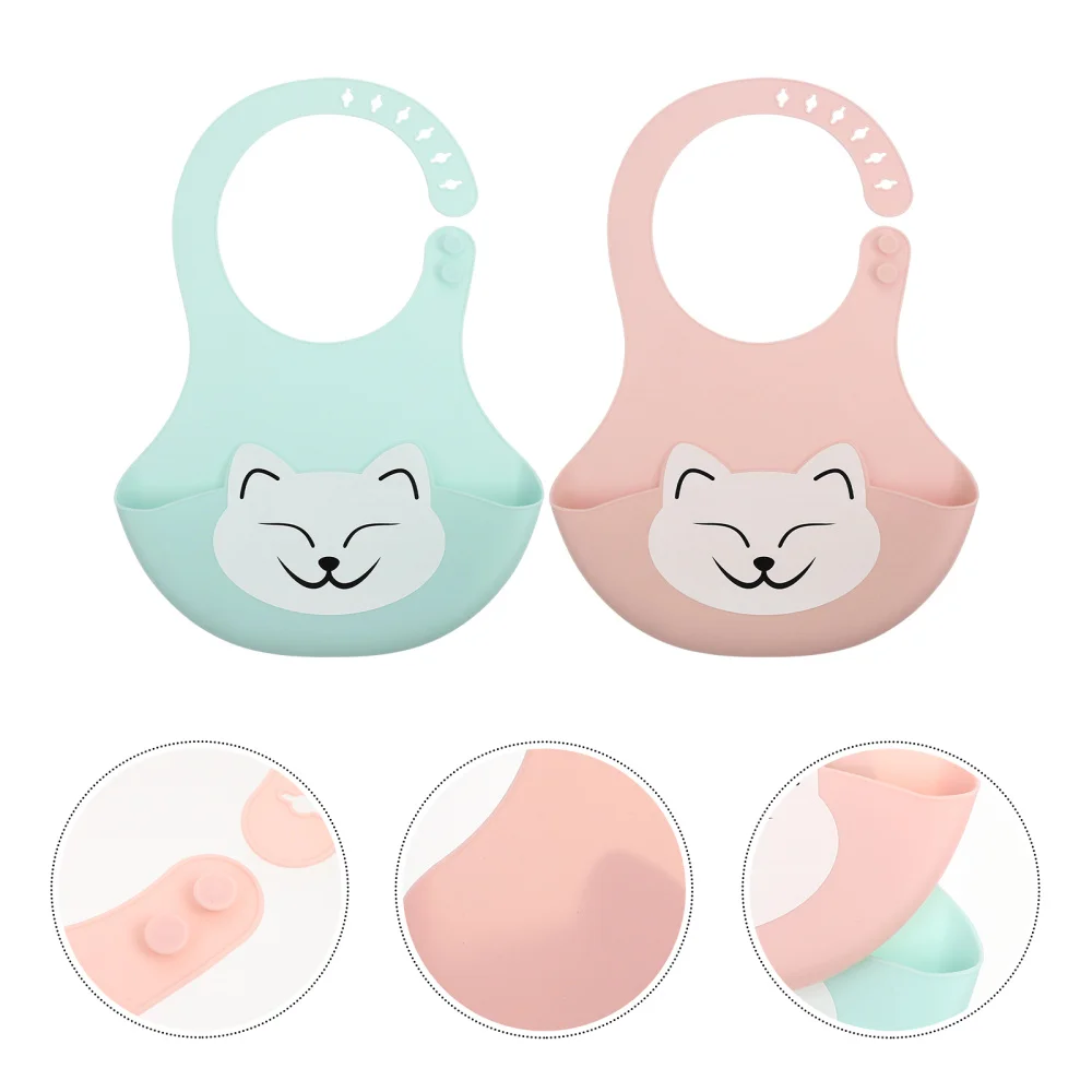 

2 Pcs Silicone Lightweight Bibs Feeding Bibs for Babies Toddlers Kids